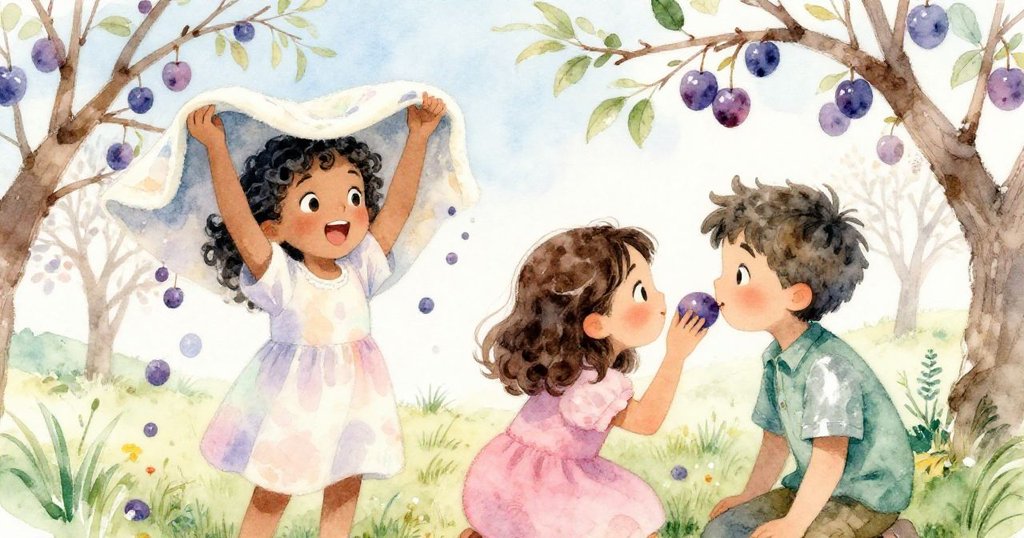 艾略特揭開毛毯釋放珍寶般熟李子,瑪雅俯身輕嗅甜香,展現探險高潮時刻充滿驚喜情懷。