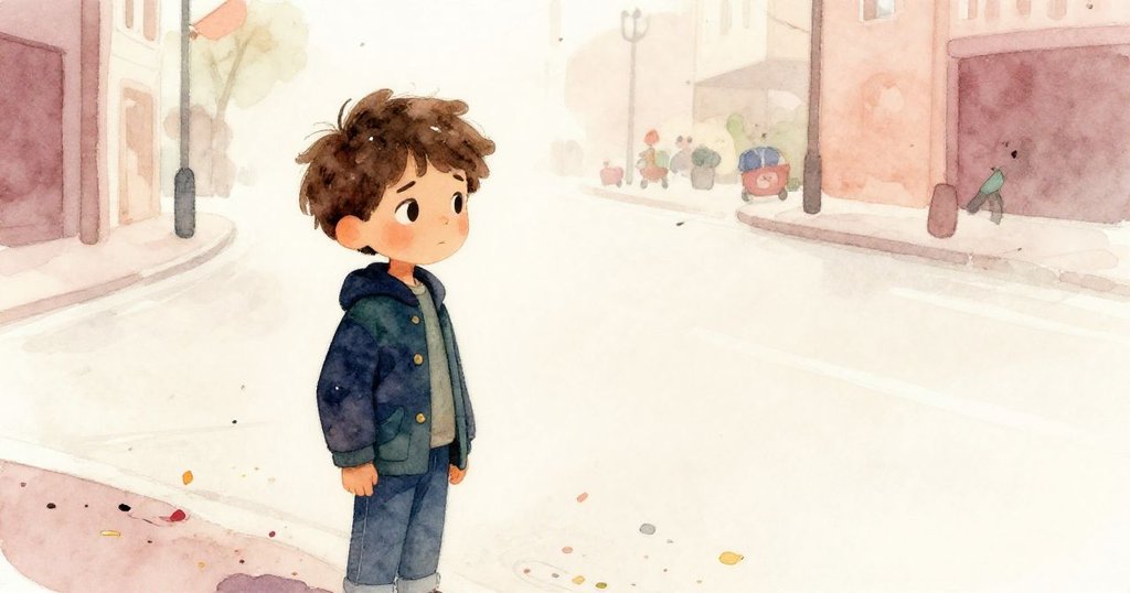 Leon站在空街上，彩紙飄散與遊行遠去，他的表情沉靜中帶著無限故事，畫面充滿餘韻。