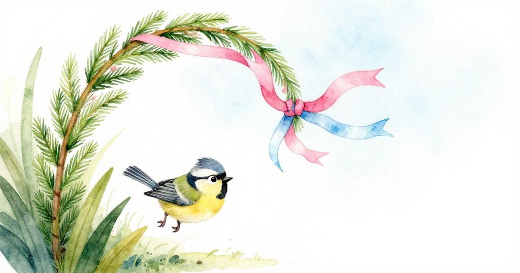 Tweet 鳥兒因風勢稍失平衡降落在彎曲高草旁，草隨後回彈，飛揚的絲帶露出神秘光彩，令人驚喜。