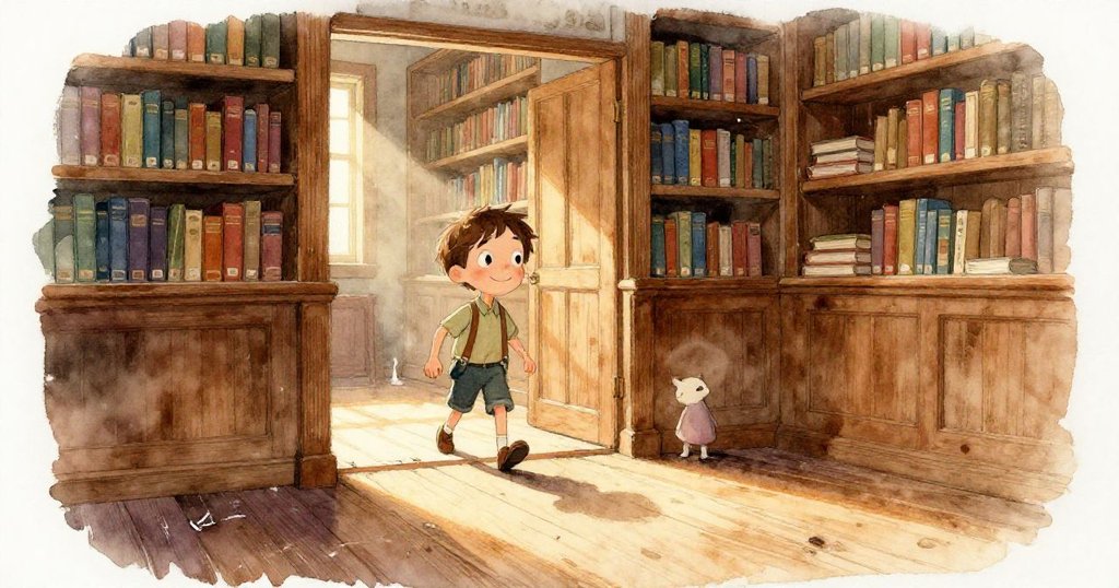 Felix 視角看見狹窄走廊，低垂天花板與古舊推車，環境充滿歷史沉澱，心中湧起既神秘又期待的感受