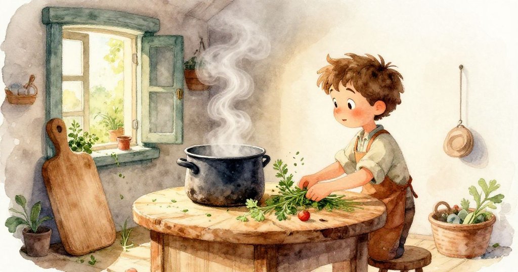 近距離展示砧板上不規則散落的胡蘿蔔切片,溫暖光線中木紋清晰,傳遞家庭廚房的樸實情懷。