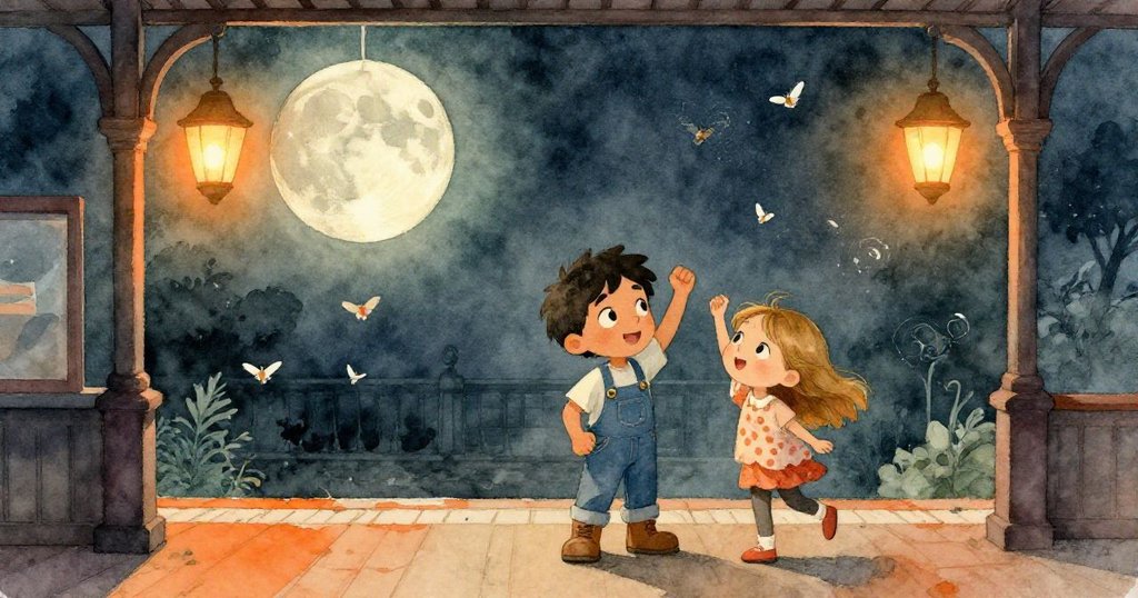 最終場景展現紙月穩懸於鉤上，溫暖燈光下鴿群飛舞，Miles與Evie臉上洋溢著喜悅與滿足，結束冒險。