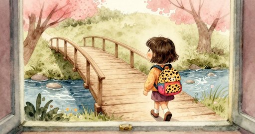 Nora on the Windy Footbridge