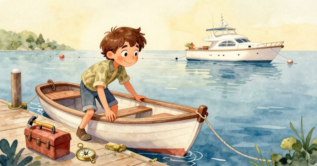 在清澈海水下，Leo 的木槳劃破水面，隨波漂浮的繩索與倒影交織出奇幻且動感的畫面。