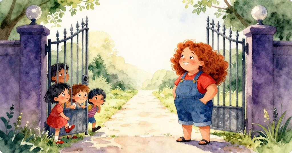 卡拉面帶微笑守望敞開的鐵門，孩子們興奮輕拍鞋步響起希望旋律，開啟美好新章