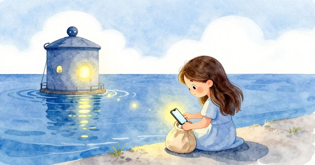 莉拉滿意地將手機輕放入袋，水面靜謐中漂浮著微小光點，結束了充滿動作與驚喜的奇幻水景。