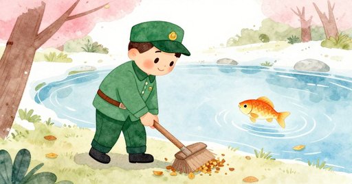 Squirrel Finds a Seed by the Pond