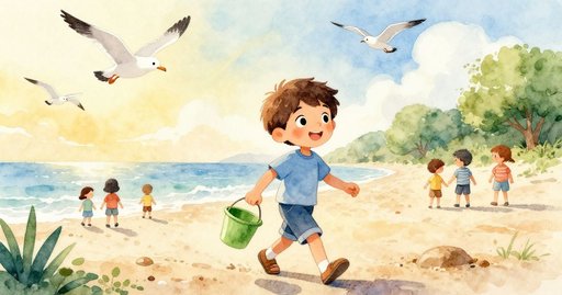 Boy Finds a Dolphin Toy on the Shore