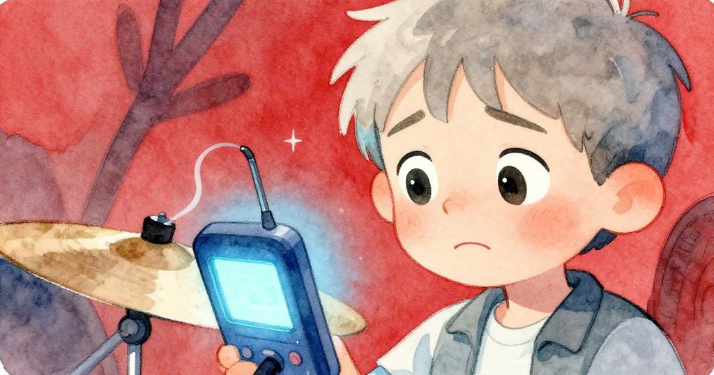 馬特奧專注審聽錄音,臉上流露擔憂與喜悅,電子錄音機閃光象徵著意外驚喜。