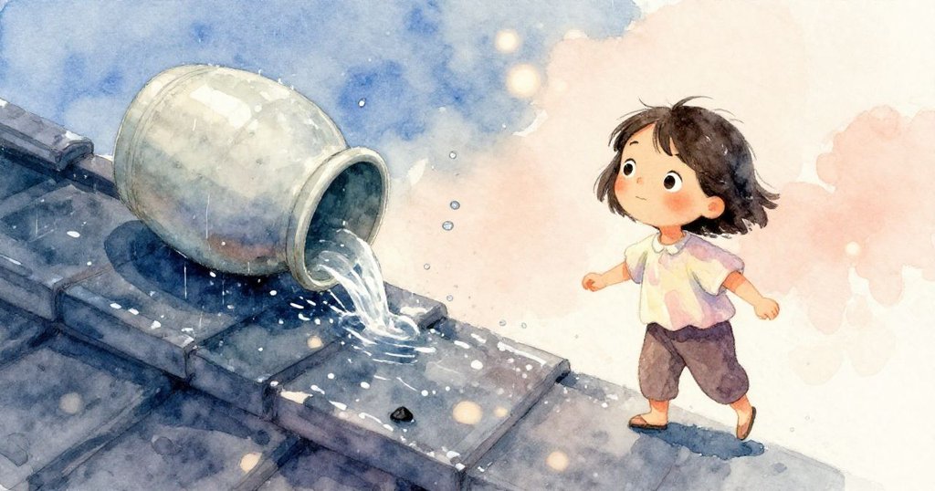 Mira的水罐意外傾倒,水花飛濺盤旋於屋頂,炭筆碎片隨水流動,畫面轉折充滿驚險。