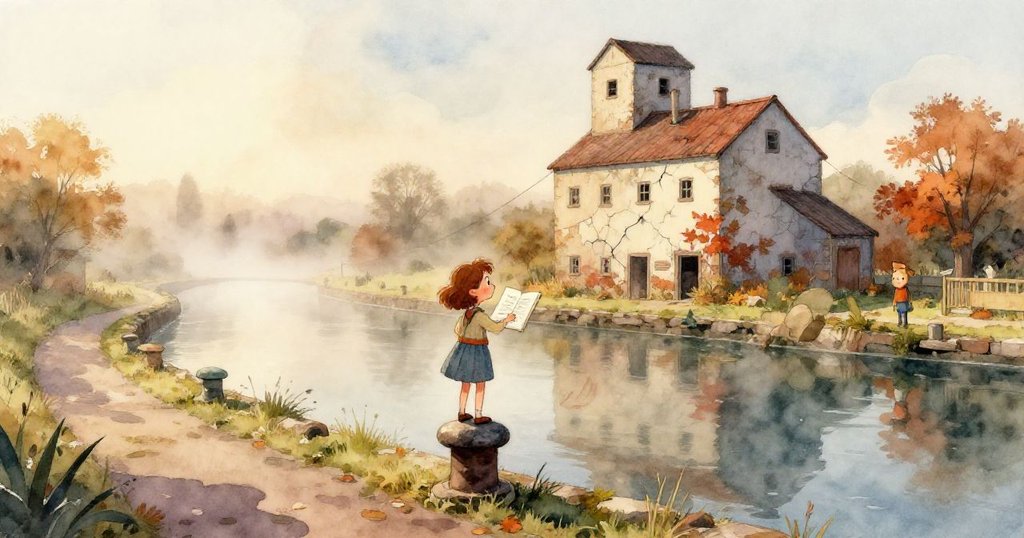 喬迪專注揮動鉛筆繪出破舊穀倉上漩渦狀裂痕，手部細節與生鏽畫面交織出藝術與殘垣之美。