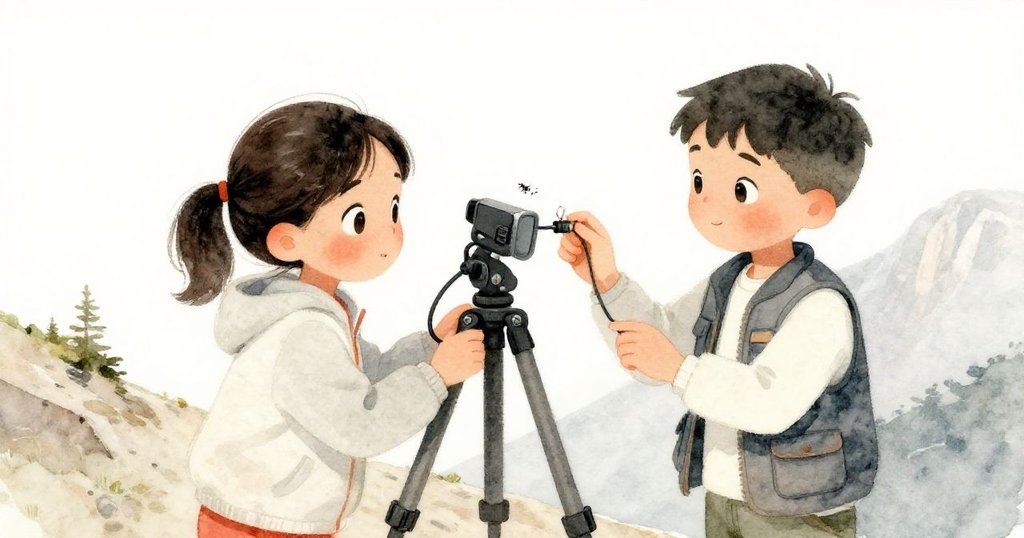 瑪雅調整腳架支腳，利奧輕撥纜線除螞蟻，攜手修復傳感器，展現堅定與合作精神。