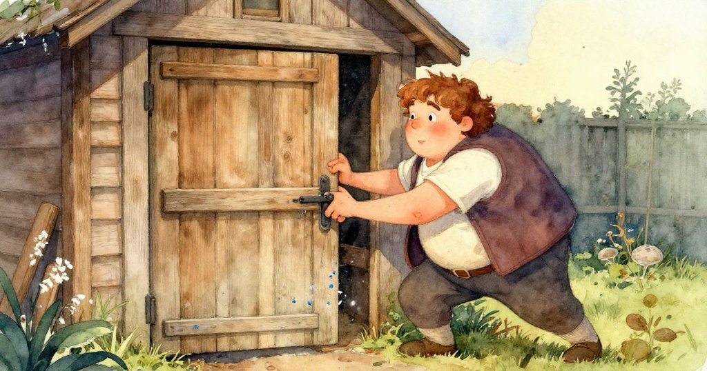 低角度視角呈現Celia揭開舊日曆，背景為破舊工具架，細節透露神秘與期待，共創歷程。