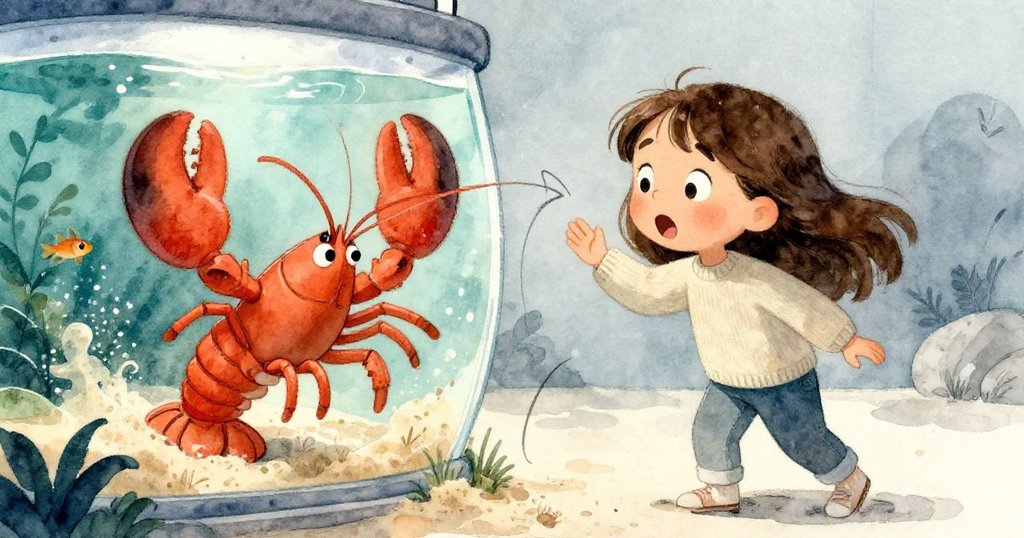 沙塵飛揚中活生生的龍蝦抬起關節，米拉急忙快速捕捉生命流動。