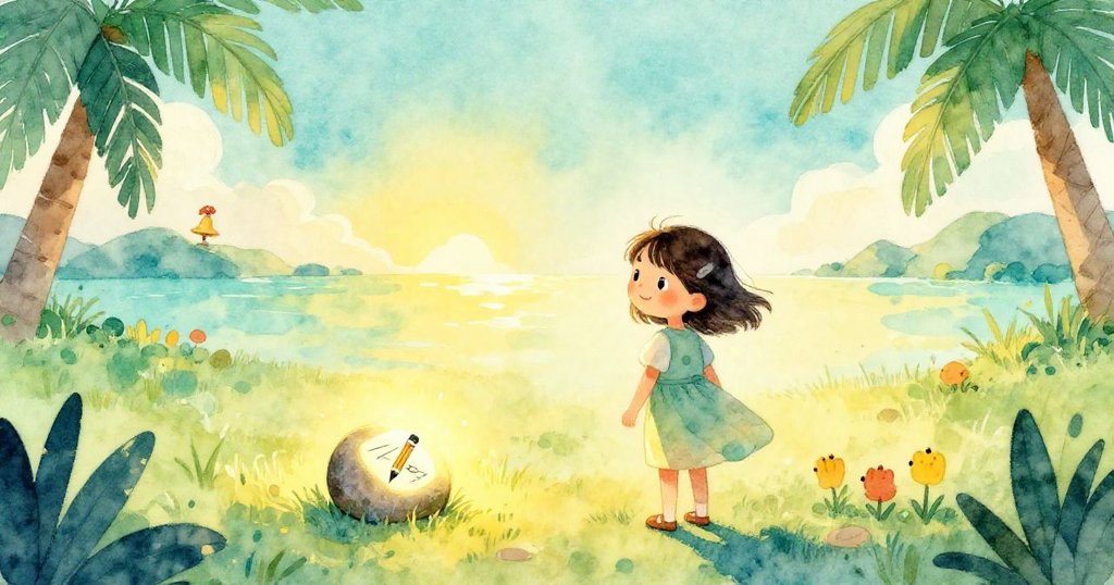 鈴聲遠傳，莉娜面向前方，背後散發光芒的石頭記錄成長，展現出滿懷希望與勇敢迎接新開始的決心。