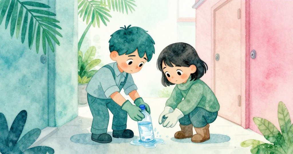 班恩與米拉合力穩定水瓶，水流暫止凝聚於地，兩人臉上滿是釋然與團結，氛圍平靜。