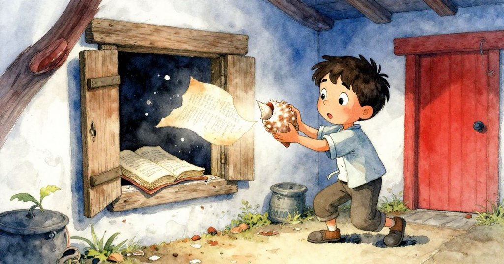 阿爾曼在灰塵許多的舊屋中,用破貝殼撬開木板,發現黏連成塊的手稿,一張脆弱紙頁正隨風逃逸,氛圍充滿探險味道