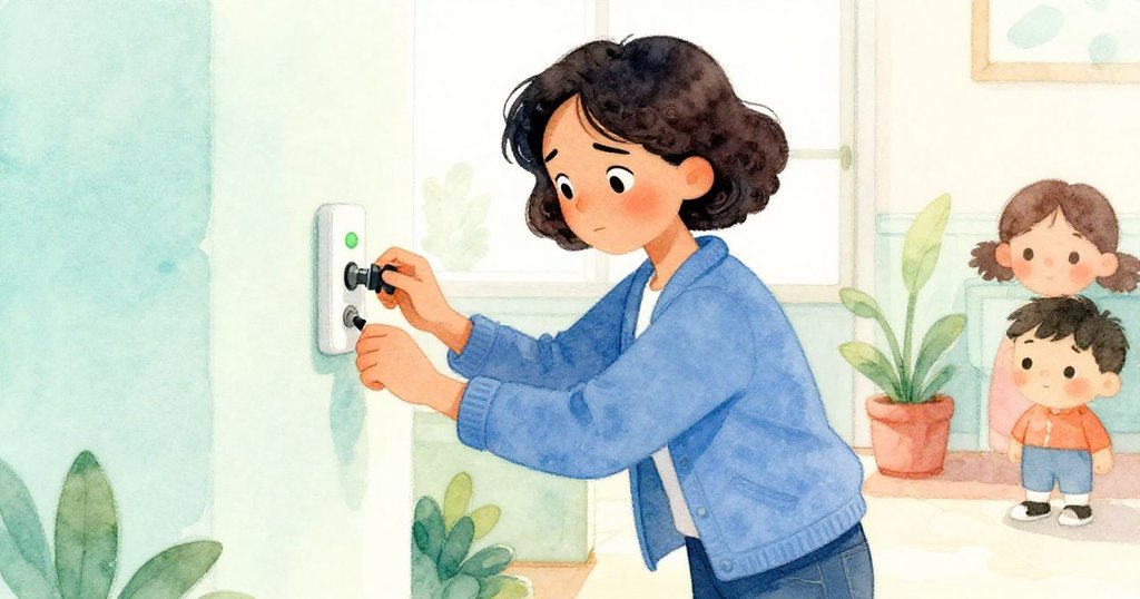 Marin果斷重新插好接口，綠色指示燈穩定點亮，橡實散落周圍，她臉上充滿解脫與堅定。