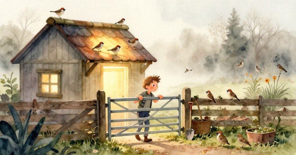 Lukas工作的工具近拍，銀色鐵鏽工具與泥跡斑斑的鏟子，散發著往日努力故事，細節豐富且溫暖。