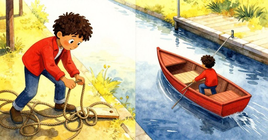 費利克斯一邊小心將細板穿入糾結繩索，一邊展現內心對船隻順暢航行的希望，雙重現實並存。