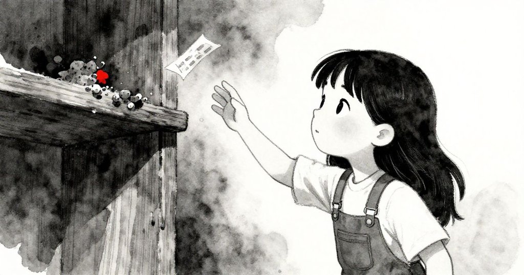 Leah在木架後伸手觸摸古老模具,旁邊隱約出現筆記本,畫面充滿驚奇與期待感,對比鮮明。