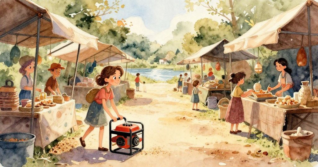 發動機發光後彩色燈泡閃爍，在靜水上產生奇幻倒影，燕子驚喜飛旋，彷彿進入夢幻世界。