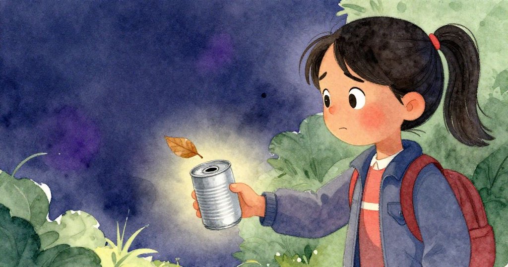 萊娜與微笑學生溫馨交換空罐，臉上流露出感激與平靜，最後一片枯葉隨風飄落，象徵任務圓滿落幕。