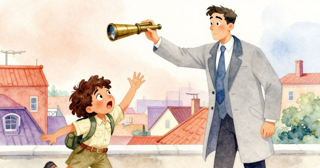 米拉與外交官迅速伸手接住望遠鏡頭,臉上流露驚訝與鬆口氣之情,場景動感十足且充滿互助溫暖。