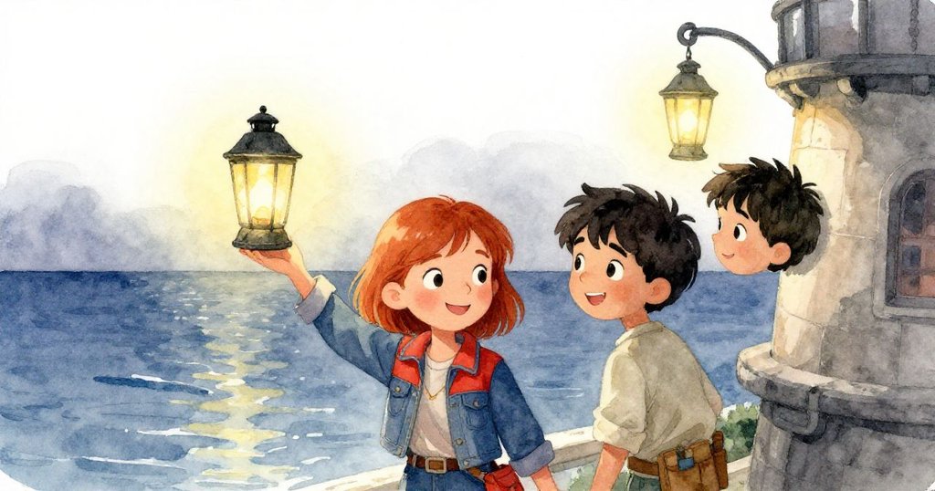 哈瑞特和米洛站在塔外,欣賞復甦的燈籠均勻轉動,溫暖與寧靜夜色中流露滿足笑容,預示著未來故事。