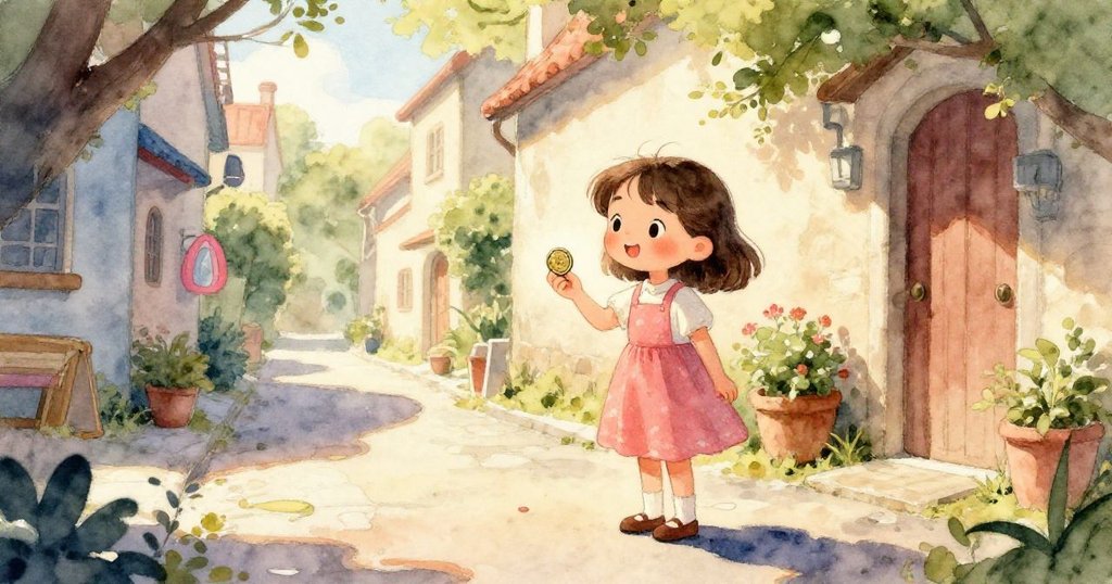 艾拉獲獎硬幣閃爍著光芒，靜臥在淺排水溝中，泥水環繞，象徵堅持和成就。