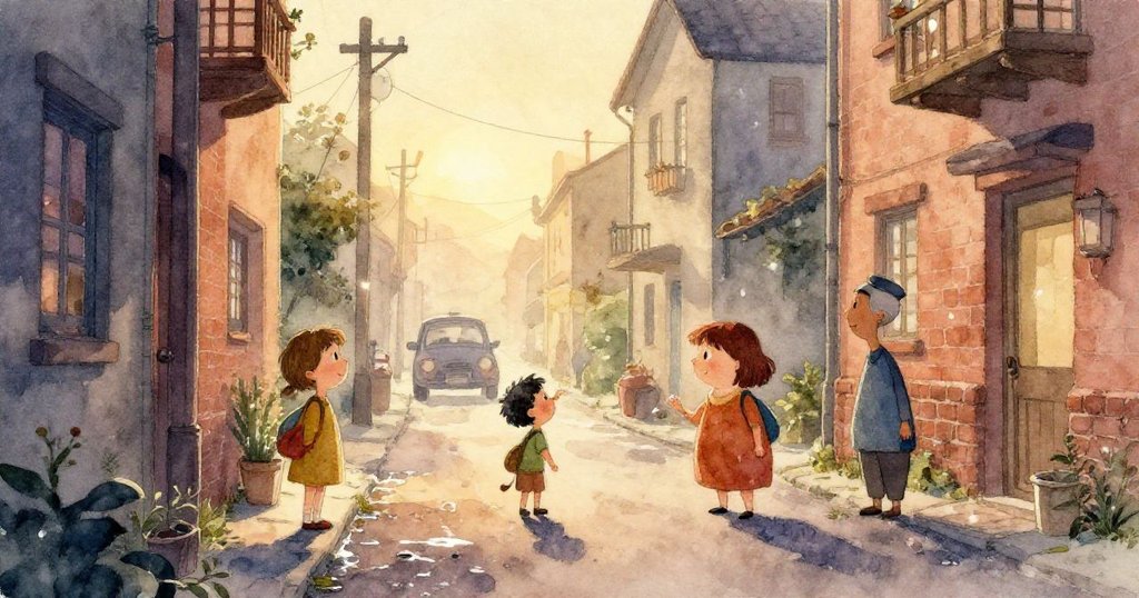 細膩的水彩畫特寫呈現裂痕優酸奶杯與微濕地面，狸貓好奇地伸出爪子觸碰奶液，背景散落著紙箱碎片，充滿發現的驚喜。