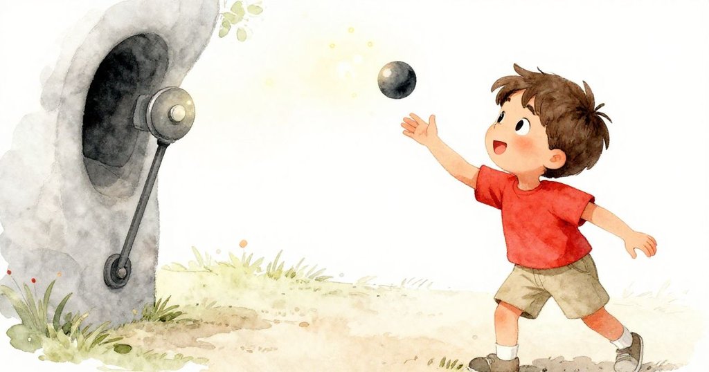 米洛投出小球瞬間碰觸隱秘機關,激發閃爍微光,挑戰與驚喜交織成夏日奇遇。