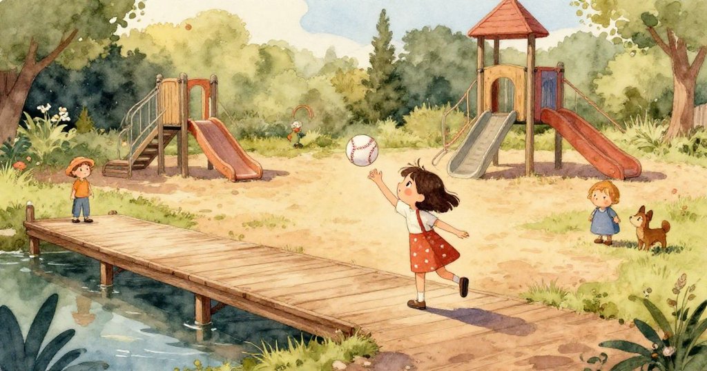 水下視角捕捉亮球旋轉著滑行，水珠四散，背景模糊碼頭與排水口，展現流動之美與靜謐感。