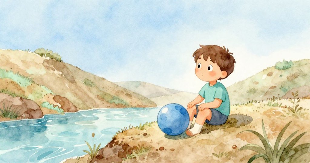 在寧靜山丘上,Sam與橡皮球溫馨重逢,他坐於清泉邊,神情安詳,完美收束了充滿玩樂與驚奇的冒險旅程。