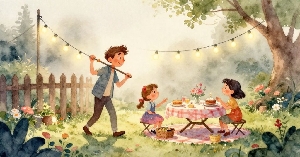 Milo專注用手捧著節能燈串，細節精美，光線柔和，手法小心翼翼。