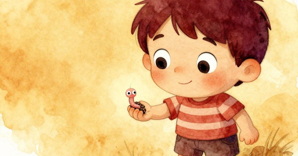 Leo近距離展現驚喜表情，雙眼閃爍著光芒，小心托起種子，小蟲悄然出現，映襯情感與自然奇蹟。