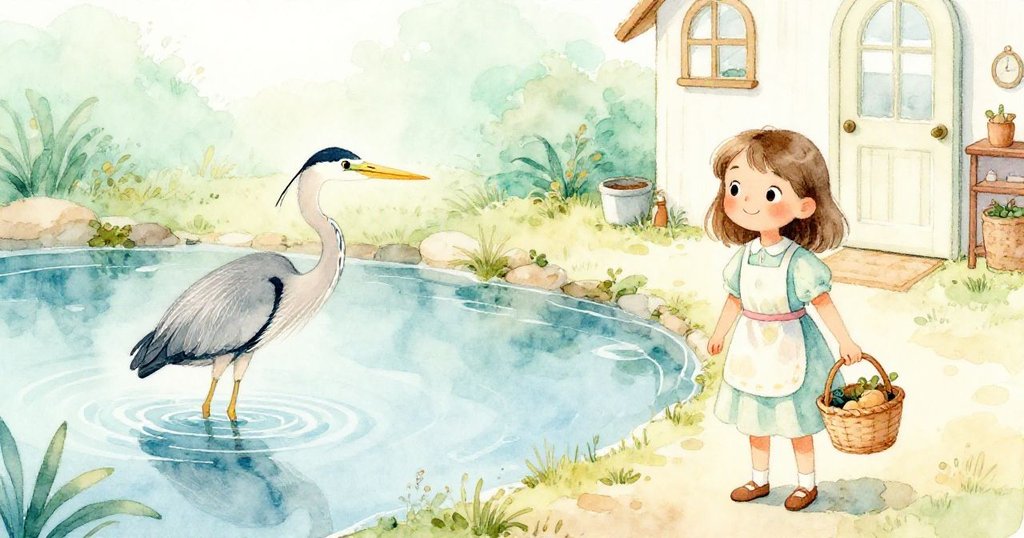 和平的景象中，鷺鳥悠然滑過池塘，米婭滿載豆籃帶著喜悅微笑，步向溫馨的廚房門口，場景終歸寧靜。