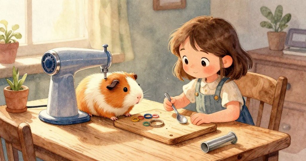 桌上水花四濺映出晨光與微秋暖意，紅蘿蔔片隨水波飛舞，展現家庭中充滿驚喜與活力的瞬間。