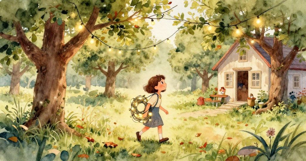 萊娜專注地用木夾子解開纏結的電纜，面帶希望，手部細節清晰，展現出智慧與堅持，情緒漸明。