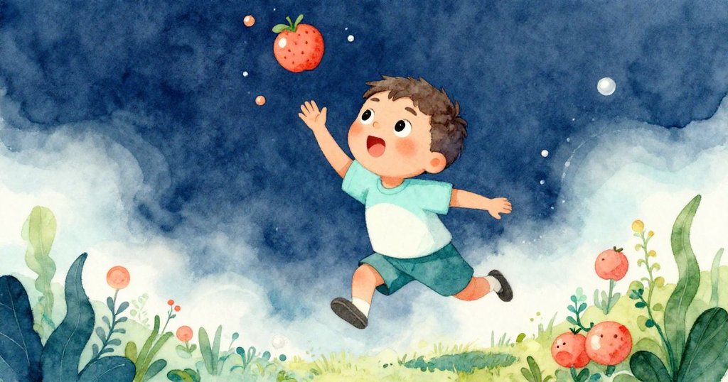 本在廚房混亂中英勇跳躍,伸手抓取滾落水果,展現堅毅與靈敏,瞬間化解突發小危機。