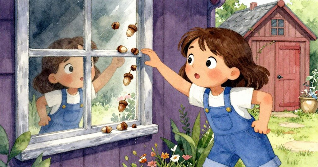 瑪麗索推動舊板時窗中映出堆落橡果與堅定神情，敘述轉捩點，呈現動人反思情懷