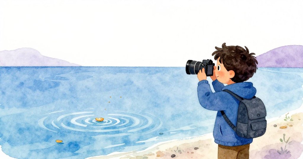 Leandro鎮定拍攝池中漣漪及麵包碎屑，背景霧氣環繞展現靜謐與新起點，結局充滿希望