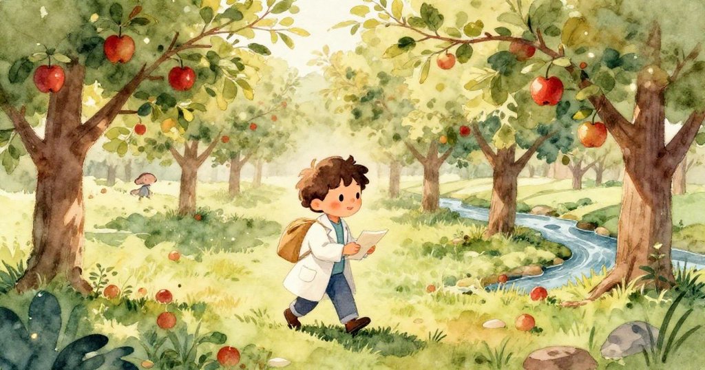 米洛細心檢查玻璃瓶，瓶身上水滴閃爍如寶石，手部動作溫柔，捕捉科學實驗中專注與精緻的瞬間