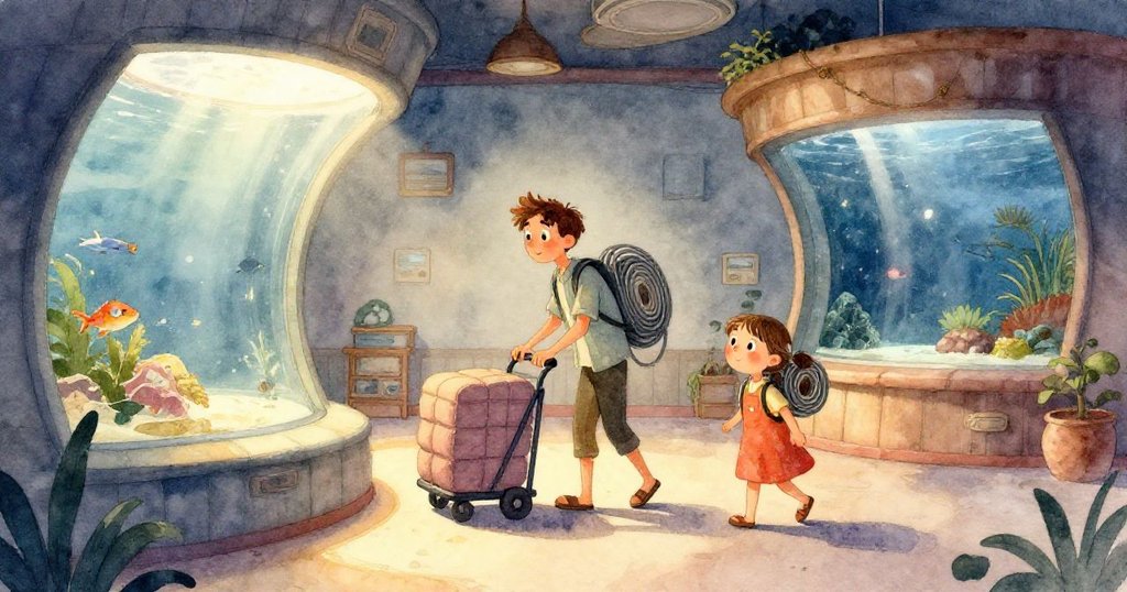 展覽完成後,玻璃圓柱裂縫散發微光,銀色海豚靜滑其中,畫面神秘悠遠激發無限想像。