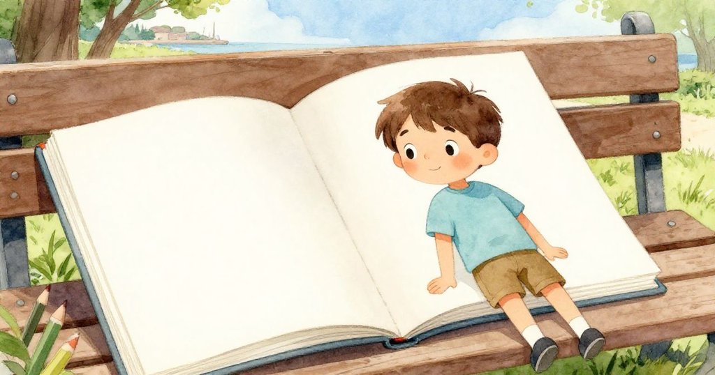 黎奧細心翻看打開的筆記本,手指輕觸潔白頁面,三支鉛筆整齊排列,表情專注期待創作靈感。