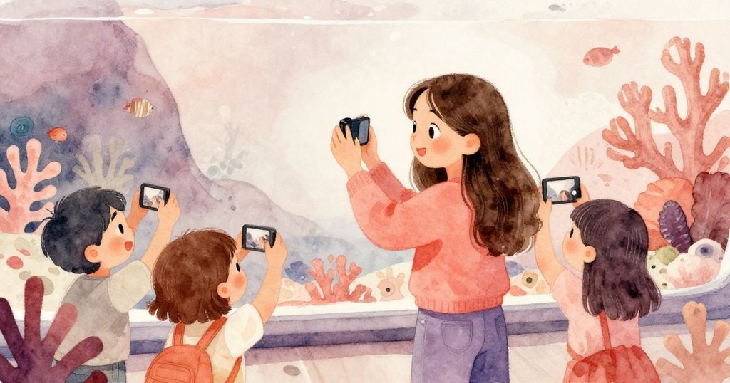 瑪雅與觀眾在水族館內慶祝拍攝成功，人人帶著喜悅笑容互動熱絡，情節走向高潮。