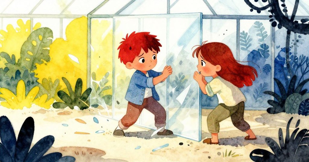 Jonah與Rina面對玻璃板困難插入的挑戰，碎片灑落沙上，他們臉上同時展現驚訝與堅定，畫面緊湊而充滿動感。