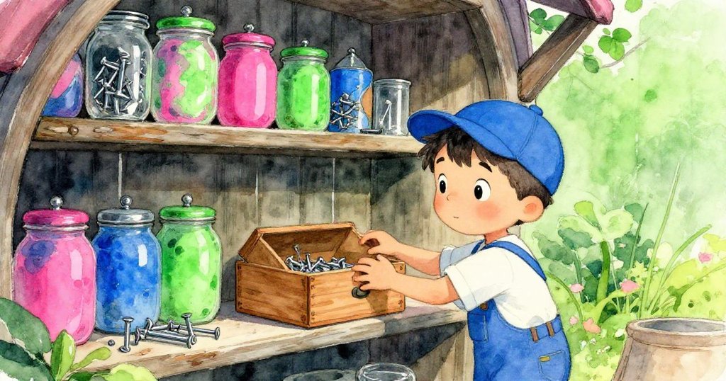 Leo在彎曲木架前仔細觸碰小木盒，夕陽柔光映出老舊物件的歷史痕跡與他好奇的眼神。