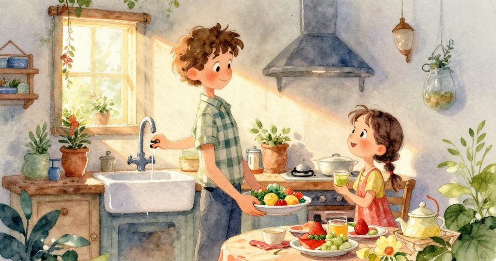 米洛的鞋子踩進積水的瓷磚上,水花四濺,細緻呈現意外瞬間和充滿動感的小細節。