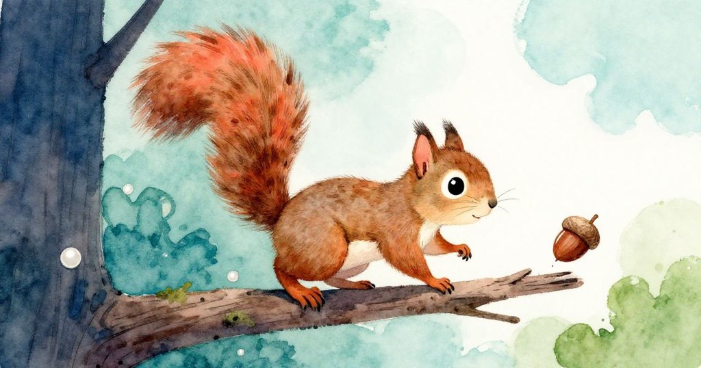 斯普瑞在狹窄枝頭上平衡身軀，利用搖擺的尾巴穩住自己，眼神滿是專注與緊張。